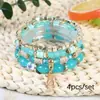 Pulsera de Múltiples Capas Artesanía en Vidrio Joyería con Cuentas Juego de Cuatro Piezas Juego de Pulseras Elásticas Venta Caliente de AliExpress
