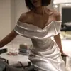 Vestido de Novia Blanco Francés de Un Hombro Ligero 2026 Nuevo Verano Satén Vestido de Novia para Recepción de Boda Banquete Vestido de Noche para Mujer