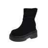 Botas Femininas Longas 2026 Novo Estilo Botas Femininas Inverno Bico Quadrado Zíper Lateral Botas de Salto Alto Botas Skinny de Salto Grosso Femininas Botas de Moda Femininas