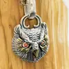Novo pingente série Guardião em prata de lei 925 coruja original olhos vermelhos animal personalidade dominador esculpido à mão