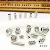 Xizang Plata Estilo Retro Barril Recto Cuentas DIY Accesorios para Joyería Hecha a Mano Pulsera Collar Cuentas de Agujero Grande Accesorios Metabo