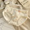 Calcinha de Algodão Puro Antibacteriana 7A com Reforço Estendido para Mulheres Doce Estilo Japonês Cintura Média Meninas Estudante Nova Respirável Shorts Triângulo