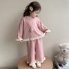Conjunto de Moletom para Meninas 2025 Outono Novo Estilo Infantil Moda Infantil Bebê Menina Doce Casual Conjunto de Outono de Duas Peças