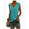 En Stock Amazon Verano Europeo y Americano Color Sólido Manga Corta Cuello en V Casual Holgado Camiseta sin Mangas Camiseta de Manga Corta para Mujer
