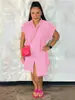 TW466 cardigã de camisa longa de manga curta cor sólida com lapela para o verão, de abotoamento simples, vestido, fornecimento transfronteiriço 2024