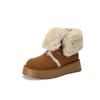 Botas de nieve gruesas y cálidas de felpa para mujer, de doble uso, de invierno 2024, de gamuza gruesa, con tacón medio, con cordones y acolchadas.