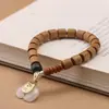 Sándalo DIY Mori Estilo Retro Pulsera de Círculo Simple Pequeño para Mujer Elegante Creativo Pulsera de Doble Círculo