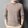 Suéter Chunzhu Shijia 100% Lana Pura para Hombre, Cuello Redondo, Engrosado, Tejido de Punto Cálido Pulóver, Manga Larga, para Otoño e Invierno, para Papá