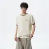 Camiseta de Verano para Hombre de Punto a Rayas Azul Marino Estilo Old Money Manga Corta High-End Cleanfit Hombro Normal Corte Regular Cuello Redondo