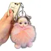Boneca em Forma de Bola Chaveiro de Carro com Pelo de Raposa Real Pingente Acessório para Mochila de Estudante Chaveiro de Pelúcia