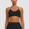 Top de yoga escovado novo estilo transfronteiriço para mulheres, top esportivo com decote halter, colete esportivo absorvente de choque para corrida, top de yoga fitness de secagem rápida
