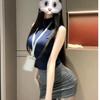 Traje de falda de cintura alta y cadera con top corto sin mangas ajustado de verano 2025 para mujer estilo 'Hermana Mayor' de Mingjun Pura Deseo