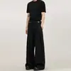 Calça pantalona plissada tridimensional, design solto, calça reta casual para primavera e outono, sem amassar, para homens e mulheres