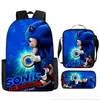 Mochila transfronteriza con estampado de dibujos animados para niños y niñas en jardines de infancia alrededor de Sonic