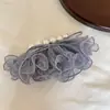 Falda de Encaje de Perlas Estilo Coreano, Pasador de Lazo para Niñas, Pinza para Cola de Caballo, Accesorio para el Cabello Semi-Recogido, Adorno de Cabello Muy Bonito, Pinza para el Cabello