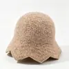 Novo chapéu de pescador de tricô com renda vazada em mistura de lã, estilo coreano, moderno e versátil, faz o rosto parecer menor, chapéu bucket estilo fada