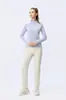 Ropa Deportiva de Fitness para Mujer Otoño e Invierno Yoga Manga Larga Media Cremallera Secado Rápido Aspecto Adelgazante Cuello Alto Tops para Ciclismo y Running