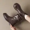 Plataforma de Venta Caliente Botines de Suela Gruesa para Mujer 2026 Nuevo Otoño/Invierno Retro Versátil Correa con Hebilla Cremallera Trasera Botas Martin para Mujer