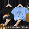 Estilo Verano 2025 Mediana y Grande Niños 100% Algodón Camiseta de Manga Corta para Niñas Moda Bebé Versátil Cuello Redondo Top Estampado