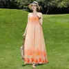 Vestido Colete de Algodão Seda Francês de Alta Qualidade para Mulheres Verão Novo Temperamento Resort à Beira-Mar Cor Sem Mangas Saia de Praia