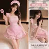 Lencería Erótica con Temática Floral, Estilo Sexy Puro Deseo, Chica Lolita Soñadora, Atuendo de Sirvienta Cocinera de Espalda Descubierta con Lunares A1270