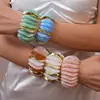 Pulsera de Cordón Elástico Acrílico Europeo y Americano con Puntada Degradada, Única y Exagerada, Estilo de Nicho, Joyería de Moda de Alta Gama para Mujeres