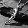 Collar con colgante de pistola para hombre, joyería de acero de titanio, colgante con forma dominante, venta al por mayor de fábrica SP560