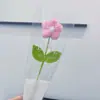 Flores de Pompones de Hilo Teñido de Frontera, Flores Tejidas a Mano, Decoración Moderna para el Hogar y la Oficina, Regalos Navideños, Flores de Hilo