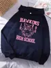 Sudadera Impresa Hawkins High School Talla Europea Transfronteriza Moda Invierno para Mujer Sudadera Casual Pullover Negro Blanco