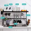 Estante de cocina sobre el fregadero para guardar tazones, escurreplatos para el fregadero, escurridor de platos para el fregadero, estante para secar platos y utensilios