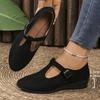 Sapatos Femininos de Tamanho Grande com Fivela Estilo Europeu e Americano Bico Fino Tamanho Grande Novos Sapatos de Bico Fino Atacado Transfronteiriço Salto Plataforma Baixo