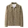 Jaqueta Masculina Plus Size de Primavera Estilo Moderno de Hong Kong Roupas Masculinas Bonitas Moda Lapela Estampada Veludo Cotelê Jaqueta Plus Size Atacado