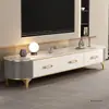 Mesa de Café de Piedra de Lujo Ligero 2025 para Sala de Estar, Nuevo Mueble de TV Ovalado Minimalista Moderno para Apartamento Pequeño, Combinación, Material de Piedra