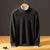 Suéter de Cachemir 100% Puro de Color Sólido para Hombre, Nuevo Jersey Grueso de Punto con Cuello Redondo Otoño/Invierno, Camisa Base Casual de Negocios