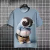 Verão 2025 novo T-shirt masculina de manga curta transfronteiriço AliExpress impressão 3D gato fofo gola redonda manga curta T-shirt top