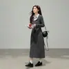 Ropa elegante de otoño e invierno para mujer, vestido tipo polo falso de dos piezas estilo universitario, de longitud media, adelgazante y rejuvenecedor, atuendo estiloso
