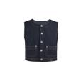 Sereia_Yuppie Jeans Retro Pequena Fragrância Cor Original Branco Jeans Colete Top