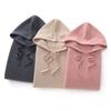 Suéter de Cashmere Feminino Cashmere Puro Novo Mais Fácil de Combinar Cor Sólida Pulôver com Capuz Solto Casual Tricotado Suéter Quente