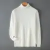 Baicai Rong Outono/Inverno Novo Suéter Masculino Gola Alta Suéter de Lã Engrossado Manga Longa Solto Tamanho Grande Camada Base Tricô