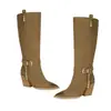 Botas de mujer de tacón alto gruesas estilo comercio exterior otoño e invierno 2026 punta fina caña alta remaches botas western para mujer 40-43