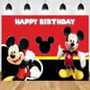 Transfronterizo Caricatura Minnie Mickey Miaomiaowu Fiesta de Cumpleaños Bebé Día 100 Decoración Fondo de Fotografía Tela Venta al por Mayor