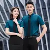 Roupa Formal de Negócios Camisa de Fibra de Bambu Não Amassa Manga Longa e Curta Roupa de Negócios Camisa de Mesmo Estilo Masculina e Feminina Roupas de Trabalho para Loja 4S de Carros
