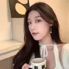 Pendientes Elegantes de Diamante con Lazo Estilo Coreano, Pendientes Dulces y de Moda con Diseño de Borlas, Pendientes Versátiles de Lujo Ligero y de Alta Gama