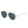 Moda de Alta Gama Retro Nueva Transfronteriza Gafas de Sol para Adelgazar Rostro Redondo Montura con Estampado de Leopardo Diseño de Doble Puente Espejo Plano