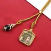 Collar Colgante Thangka de Acero de Titanio Xizang Pintado a Mano Collar de Cuentas Dzi Doradas Thangka de los Ocho Guardianes Cinco Hermanos
