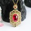 Colgante de Rubí Cultivado Guan Yu Collar de Corindón Rojo Joyería Estilo Palacio Fábrica Mayorista Dropshipping S4053002