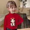 Y2301# otoño e invierno niños terciopelo cuello semi-alto manga larga cálido manga larga mujer talla grande niños acolchado camiseta interior base