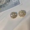 Aretes de Cobre con Circonita Dorada en Forma de Fuego Artificial, Aretes de Estilo Lujo Ligero, Aretes Franceses de Alta Gama Transfronterizos al por Mayor