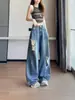 Jeans vintage rasgados de dobladillo curvo para mujer, primavera/otoño 2026, de cintura alta, adelgazantes, corte holgado, pantalones largos, pantalones de pierna ancha hasta el suelo