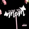 Decoração de Bolo Feliz Dia das Mães Silicone Macio Silhueta Mãe Laço Pérola Mãe Fada Acrílico Topper